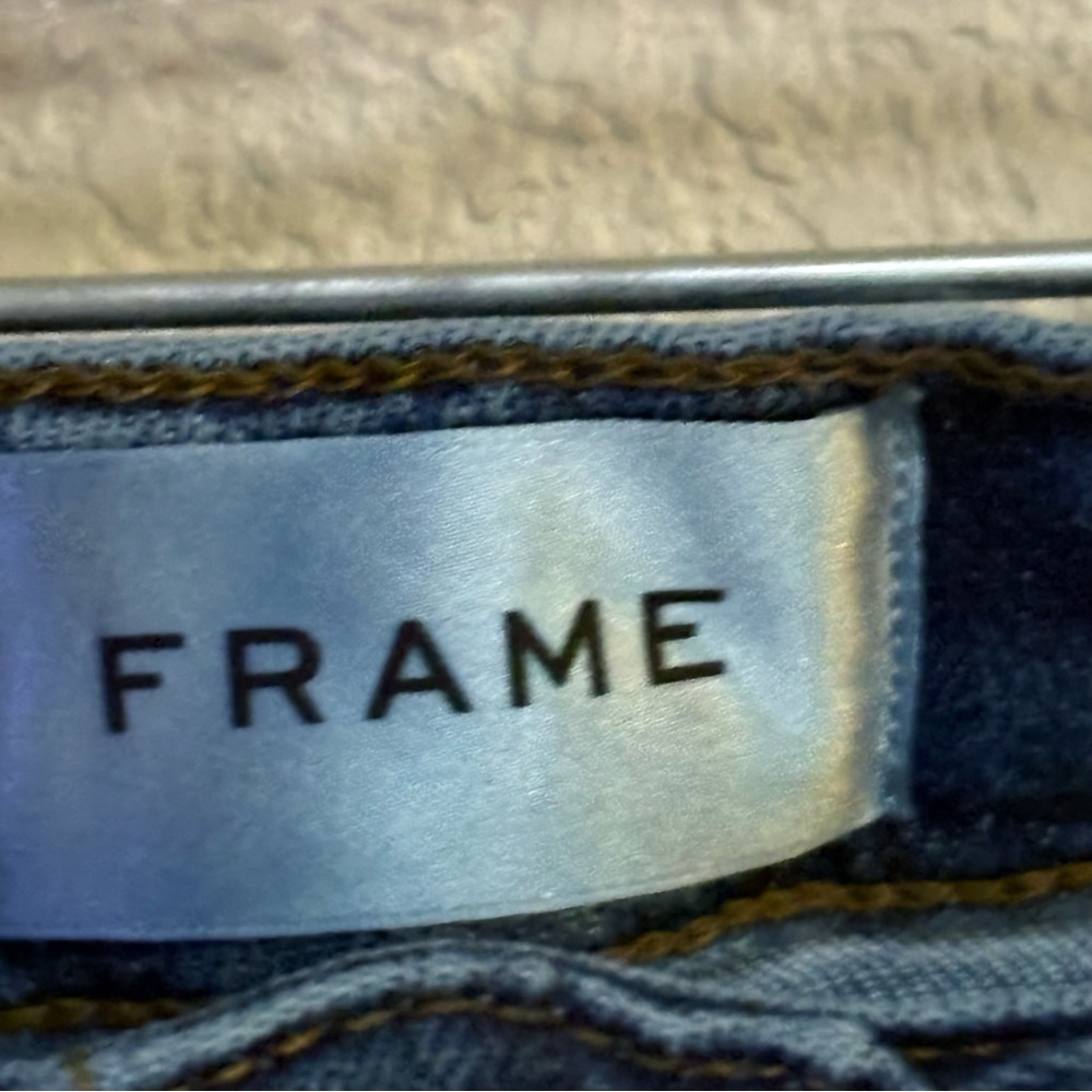 FRAME Dark Wash Braided Waistband Cropped Flare Jeans Women’s 29 - Picture 4 of 9